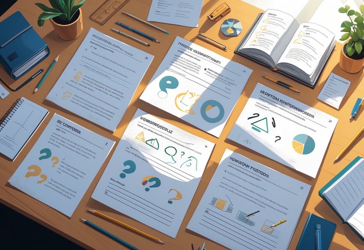 Homework Sheets: Ideas, Tips & Printables for Every School Year LearningMole A workspace with homework sheets, stationery, and an open notebook arranged on a wooden desk.