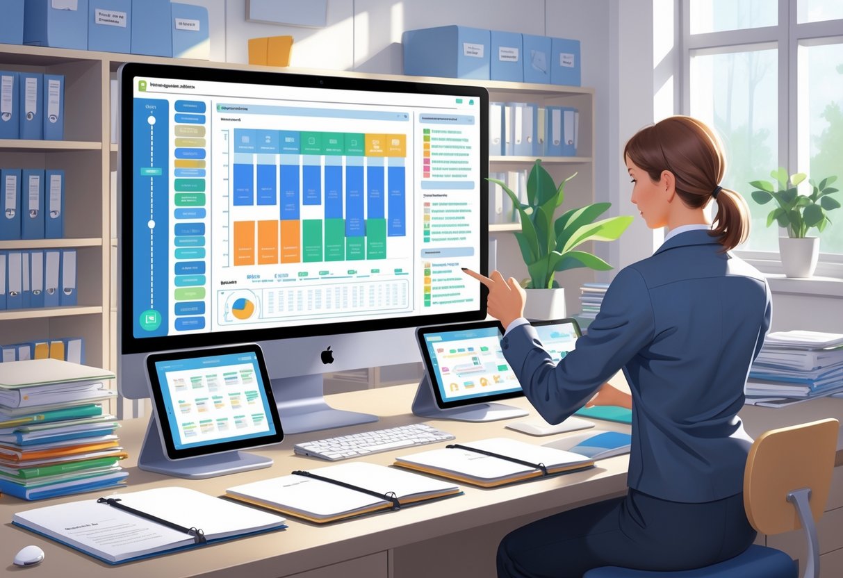 Curriculum Planning Resources: Comprehensive Guide for Educators LearningMole A person working at a desk with a computer and tablet, surrounded by curriculum planning materials in a well-lit office.