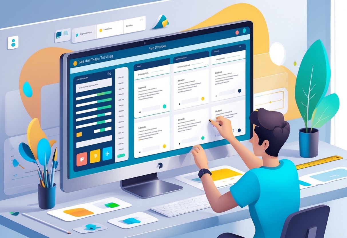 Test Templates: Top Uses, Types, and Expert Creation Tips LearningMole A person working at a computer adjusting settings on test templates with design tools around them in a clean workspace.