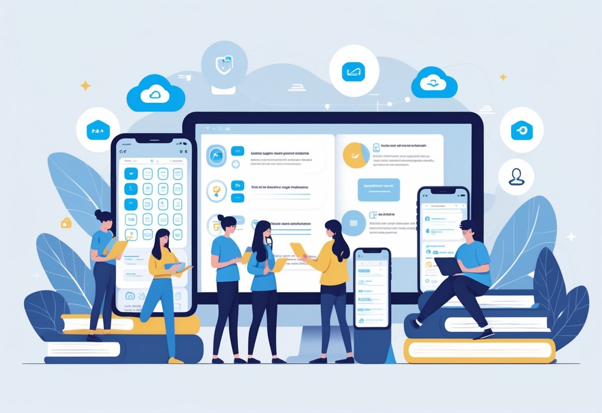Exam Resources: Essential Tools and Strategies for Test Success LearningMole A group of students using smartphones, tablets, and laptops to study and take exams in various settings, illustrating mobile and app-based exam tools.