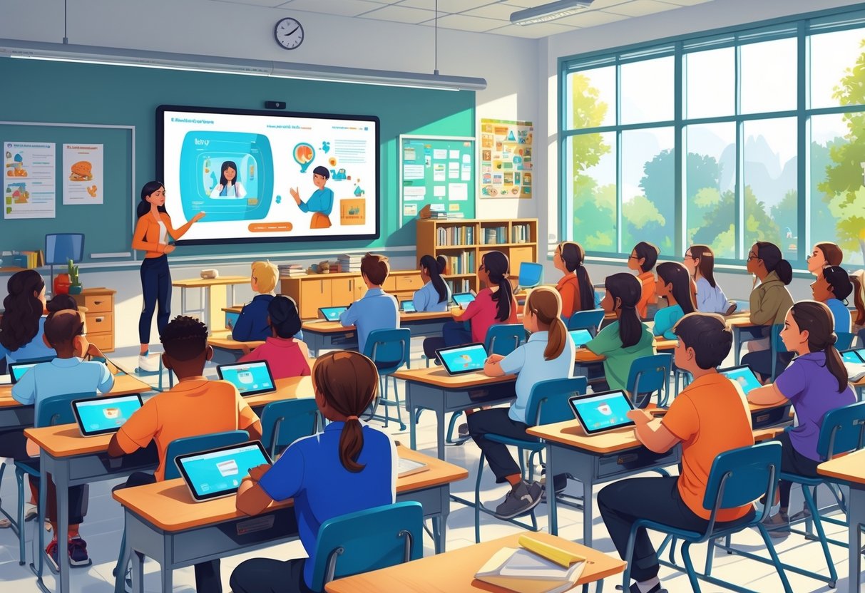 Video Lessons: Effective Learning Tools, Resources and Strategies LearningMole A classroom with students watching an educational video on a large screen while the teacher facilitates the lesson.