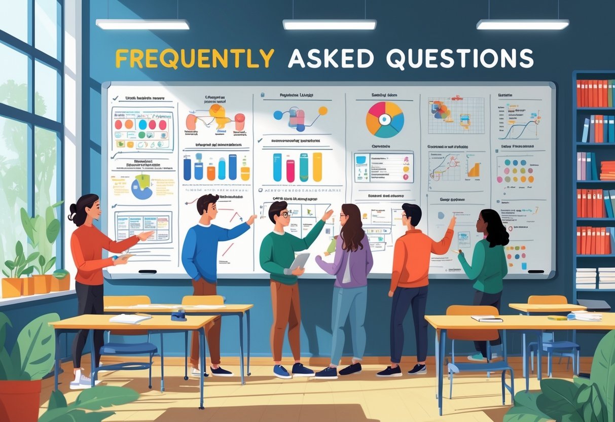 Classroom Environment Resources: Key Tools, Strategies, and Support LearningMole A classroom with students and a teacher discussing educational materials around a board displaying charts and diagrams, with shelves of books and devices in the background.