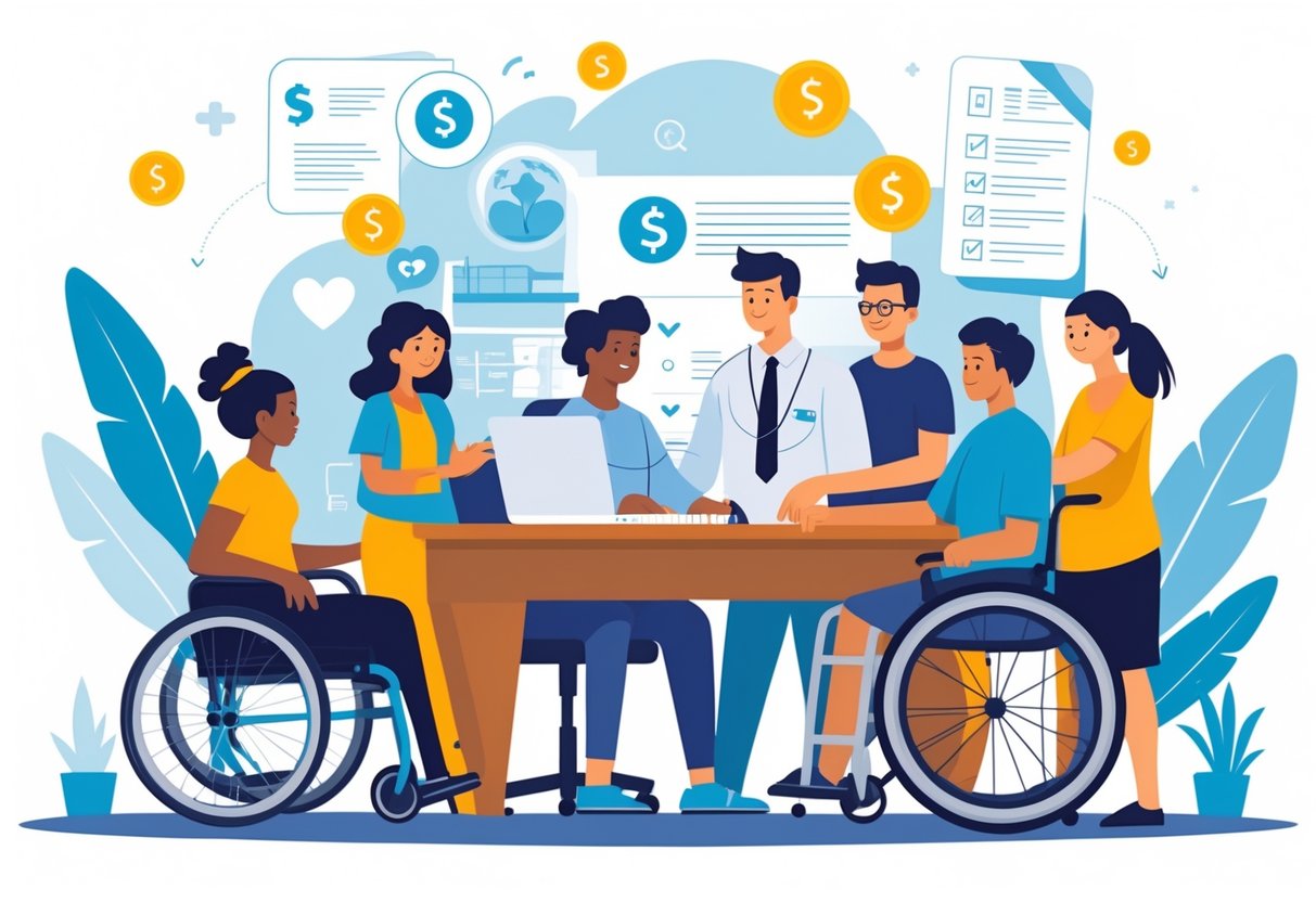 Special Needs Resources: Essential Support for Families and Children LearningMole A group of people with special needs receiving financial assistance guidance from an advisor in a supportive setting.