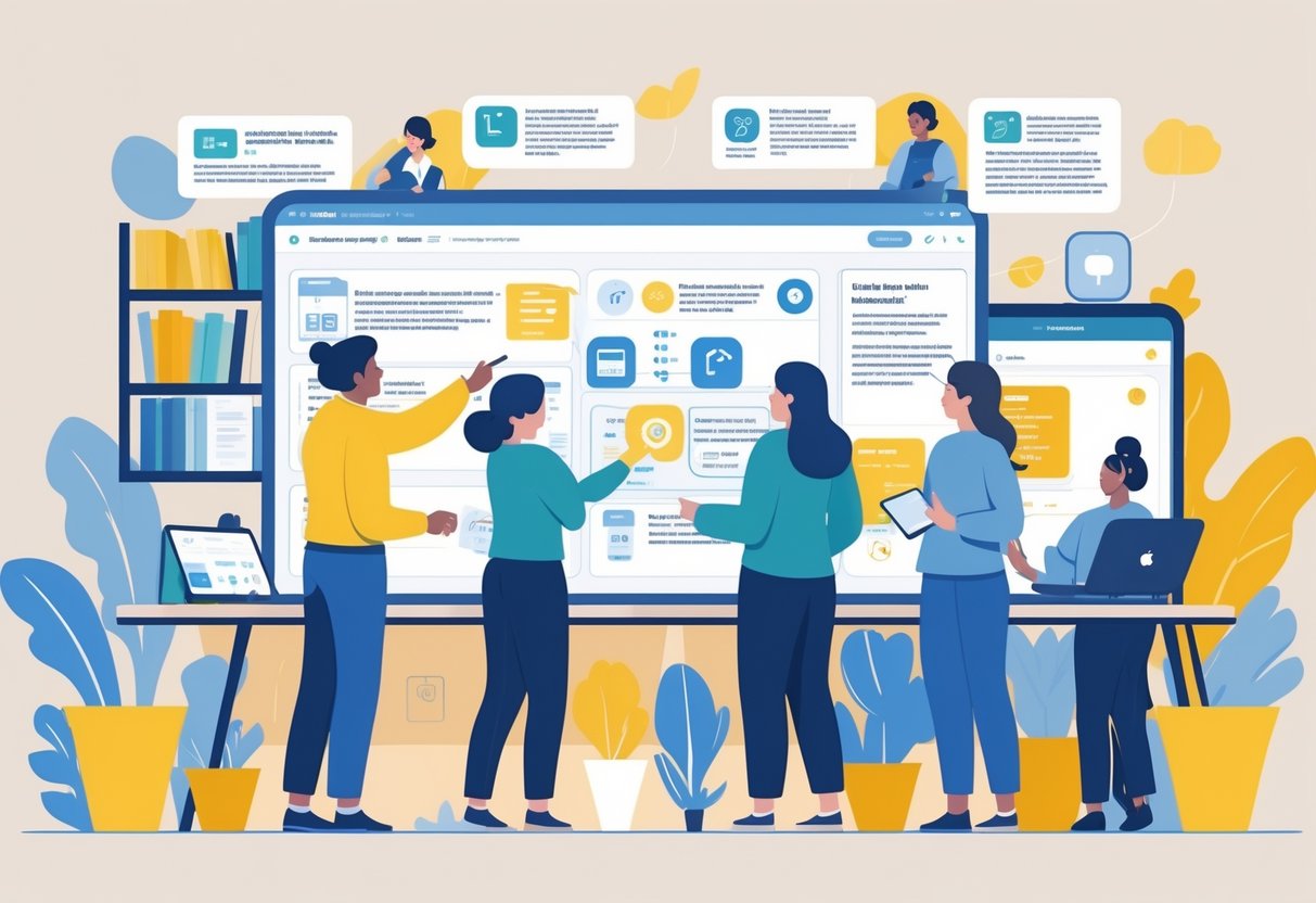 Accessible Teaching Materials: Essential Strategies for Inclusion LearningMole A group of educators working together around a digital touchscreen table, adjusting educational content with accessibility features in a modern classroom setting.