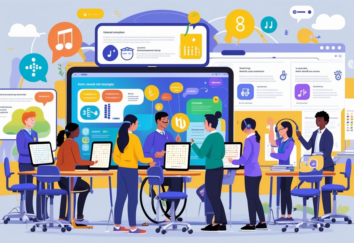 Accessible Teaching Materials: Essential Strategies for Inclusion LearningMole A diverse group of students and teachers using advanced accessible learning tools like braille displays, headphones, sign language, and interactive screens in a modern classroom.