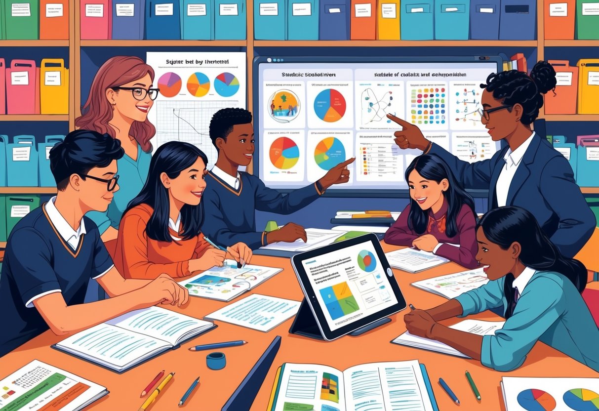 Intervention Resources: Your Guide to Tools, Support & Strategies LearningMole Students and a teacher working together with educational materials for different school subjects in a classroom setting.