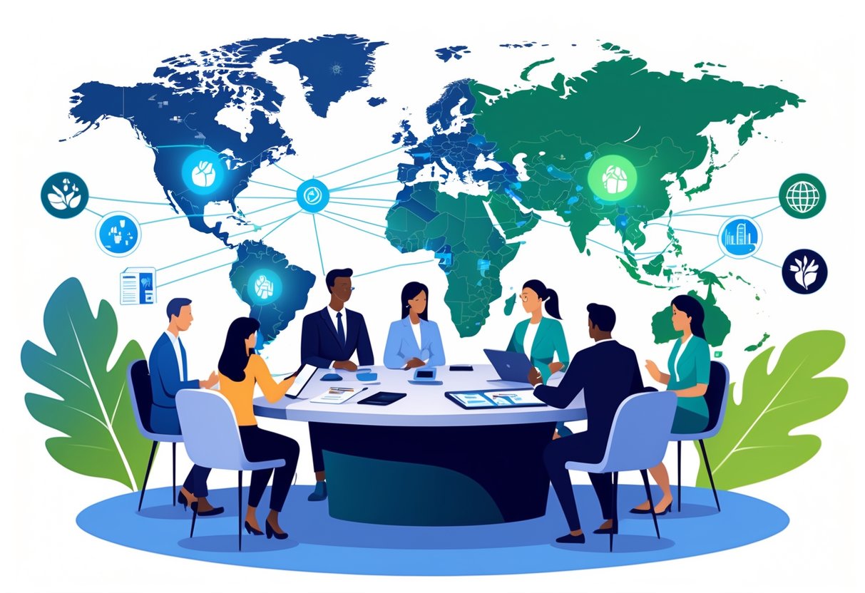Intervention Resources: Your Guide to Tools, Support & Strategies LearningMole A group of diverse professionals collaborating around a table with a world map and symbols of global cooperation and resource sharing in the background.