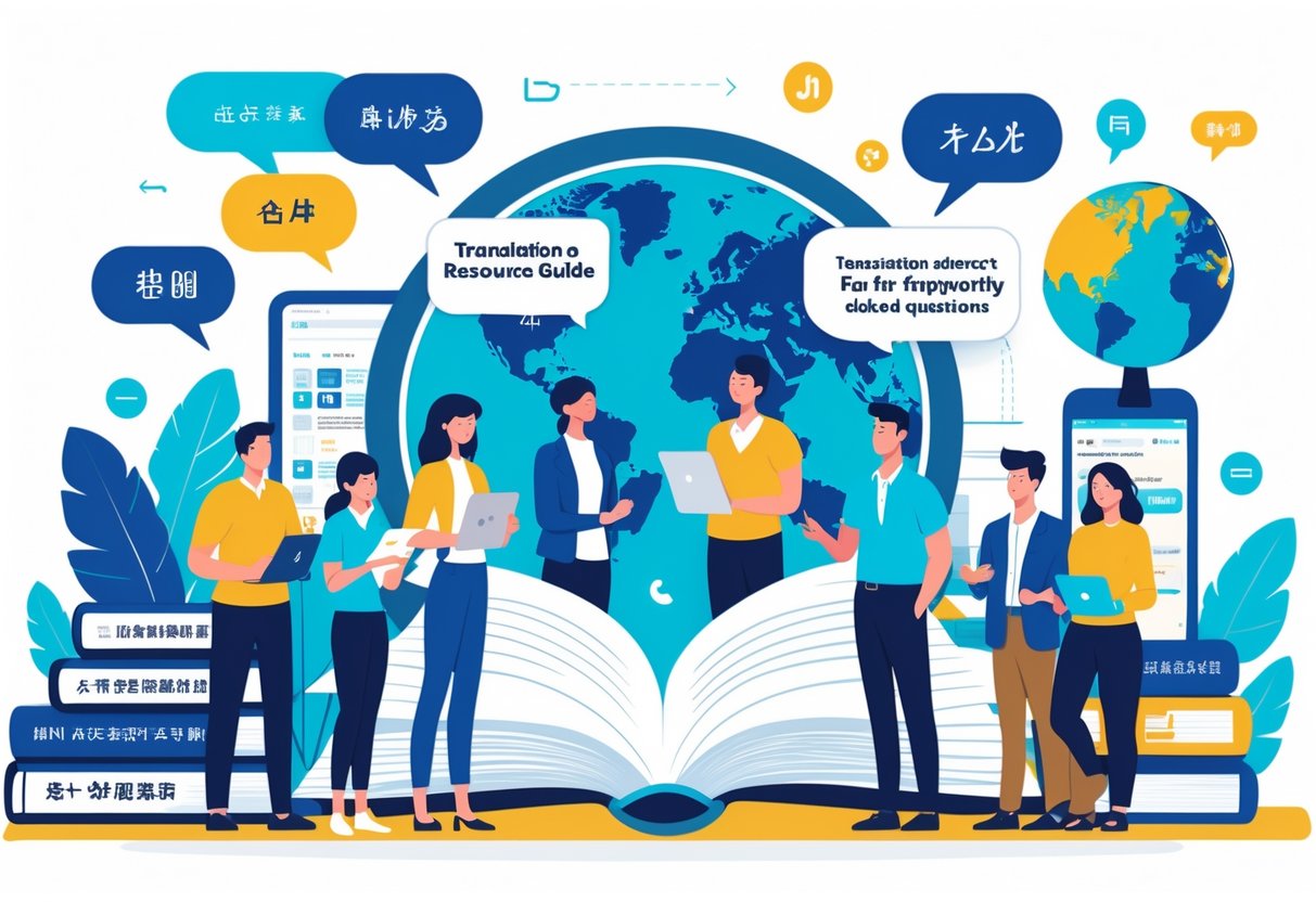 Translation Resources: Essential Tools, Guides, and Networks LearningMole People collaborating around an open book and digital devices with language symbols and a globe in the background, representing translation resources and multilingual communication.