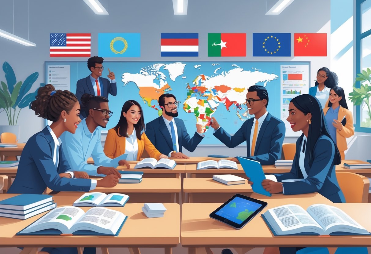 International Curriculum Resources: Essential Guides for Global Learning international curriculum LearningMole A group of teachers and students working together in a classroom with international flags and educational materials around them.