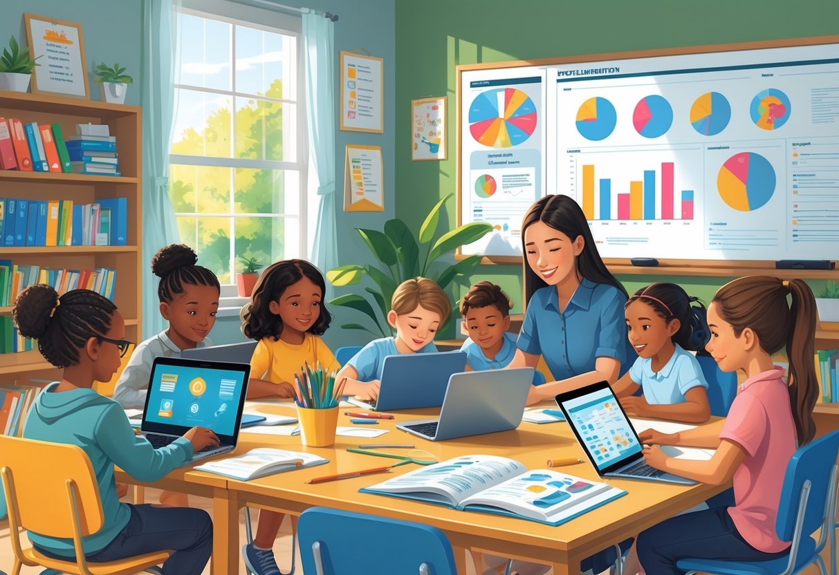 American Curriculum Resources: Comprehensive Guides and Tools LearningMole Children and an adult learning together at home with laptops, tablets, and books in a bright study area.