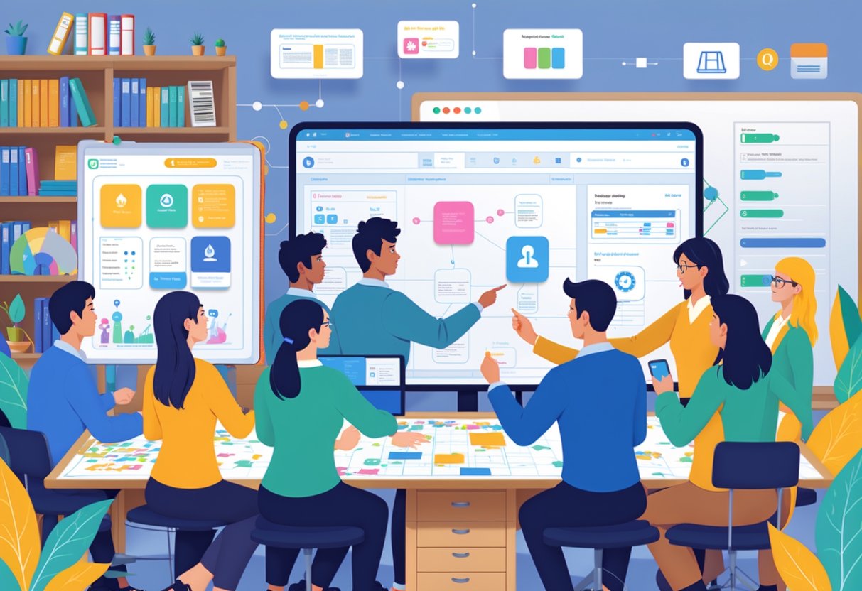 Curriculum Planning Tools: A Guide for Effective School Planning Curriculum planning LearningMole A group of people working together around a table with planning tools and digital devices focused on user experience and accessibility design.