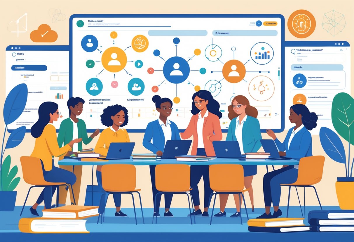 Competency Based Resources: Essential Tools for Effective Learning Competency based resources LearningMole A group of diverse educators working together around a table with digital and physical learning tools in a modern classroom.
