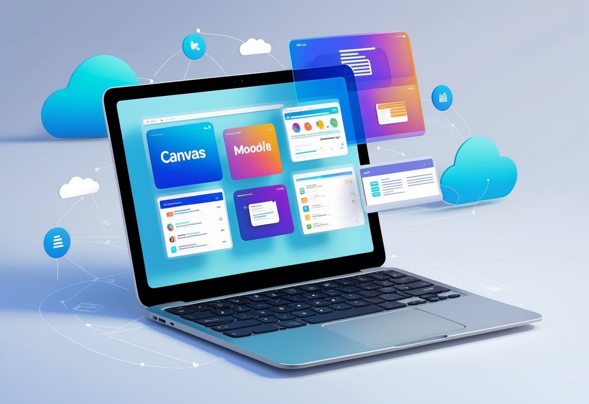 Chromebook Activities: Creative Ways to Learn and Engage LearningMole A Chromebook laptop on a desk showing multiple connected learning platform interfaces with digital network symbols around it.