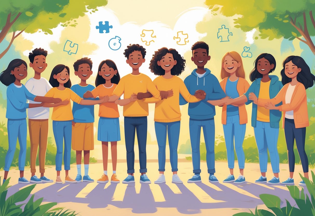 Anti-Bullying Week Resources: Comprehensive UK Guide for Schools anti-bullying LearningMole A diverse group of people standing together outdoors, smiling and showing support and unity against bullying.