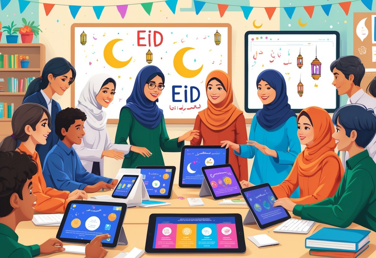 Eid Teaching Resources: Inspiring Ideas and Practical Tools for Educators eid teaching LearningMole Teachers and students using digital devices in a classroom to learn about Eid celebrations together.