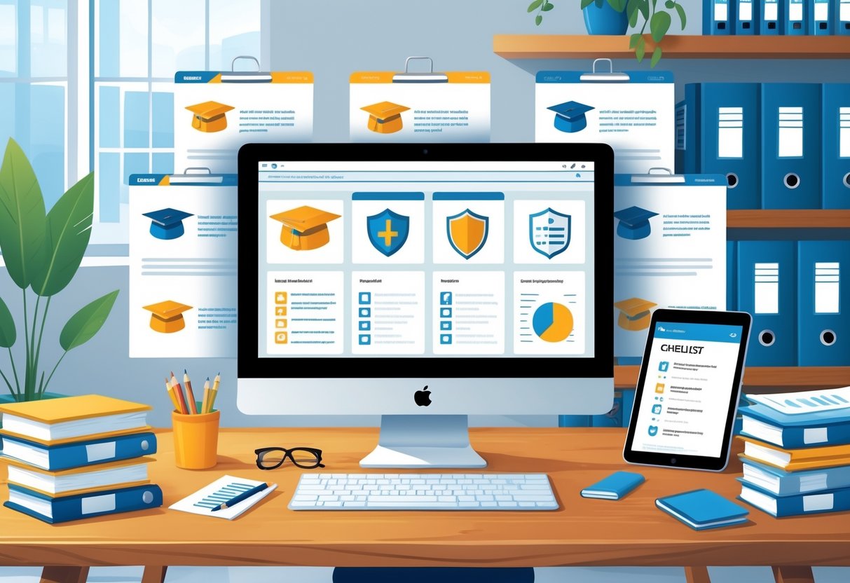 School Policy Templates: Comprehensive Guide for Effective School Policies school policy LearningMole A tidy office desk with documents, a laptop, books, and stationery arranged to represent school policy templates and educational administration.