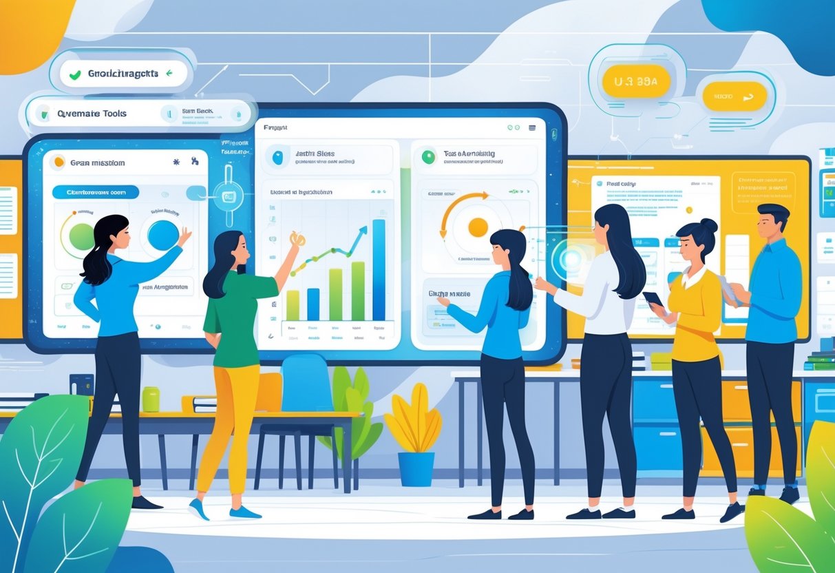 AI Grading Tools: The Ultimate Guide to Smarter Marking LearningMole Teachers in a classroom using digital screens and holographic interfaces to customise AI grading tools.