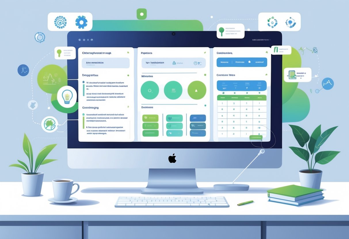 AI Rubric Generator: Creating Optimised Rubrics for Effective Assessment Rubric LearningMole A digital workspace showing a computer screen with modular rubric components being customised, surrounded by icons representing AI and education, on a tidy desk with office supplies and a plant.