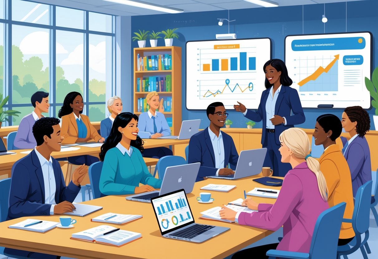 Bard for Education: Innovative Approaches for Educators and Learners Bard LearningMole A group of diverse educators collaborating around a table in a bright conference room during a professional development session.