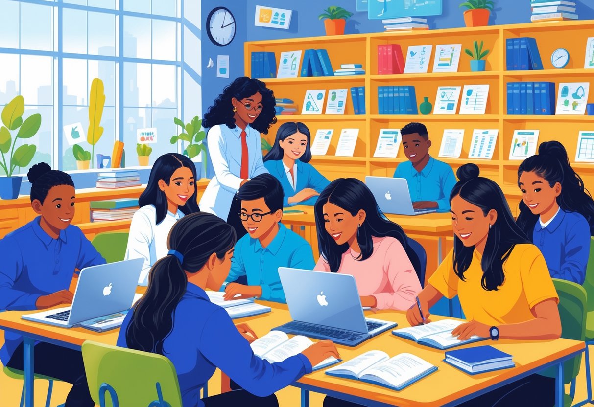 Bard for Education: Innovative Approaches for Educators and Learners Bard LearningMole A group of diverse students working together with educational materials in a bright classroom, supported by a teacher.