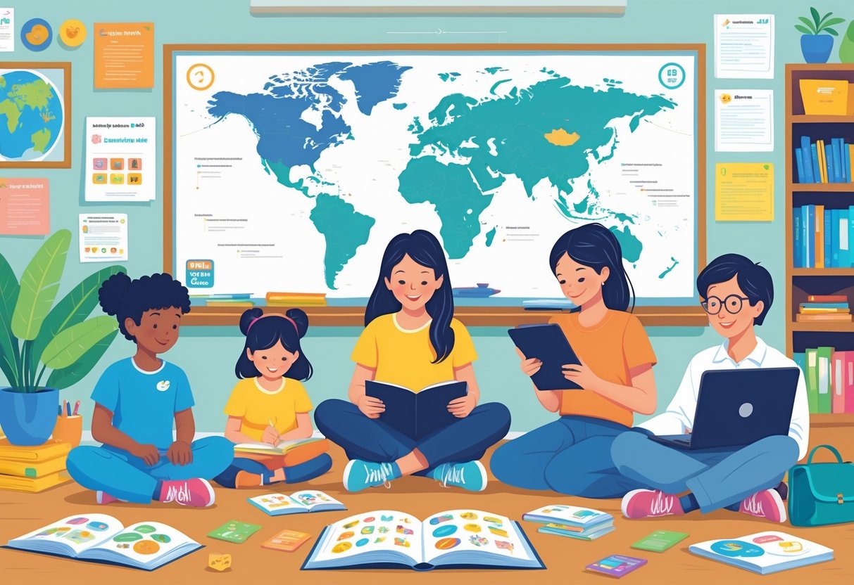 EFL Teaching Resources: Essential Tools for Effective Language Lessons EFL Teaching LearningMole A group of learners of different ages using various educational materials in a bright classroom setting.