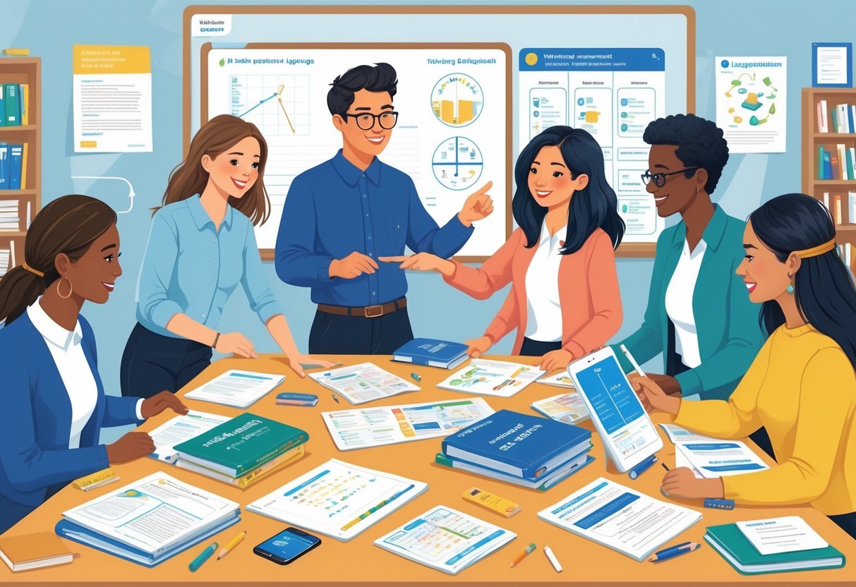 EFL Teaching Resources: Essential Tools for Effective Language Lessons EFL Teaching LearningMole A group of teachers working together around a table with language teaching materials in a classroom.