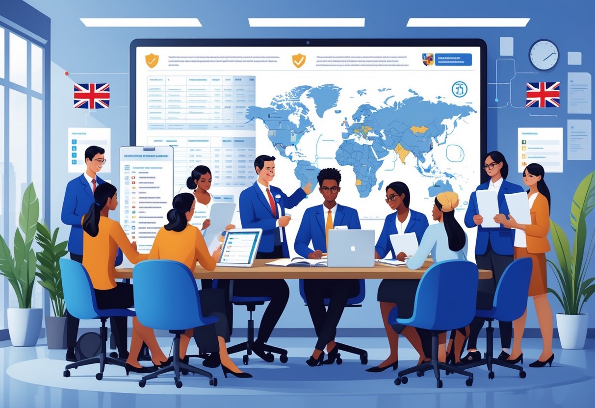 British School Resources Overseas: Guide to BSO Accreditation & Support British School Resources LearningMole A group of educators and administrators working together around a table with charts and maps related to British school resources overseas.