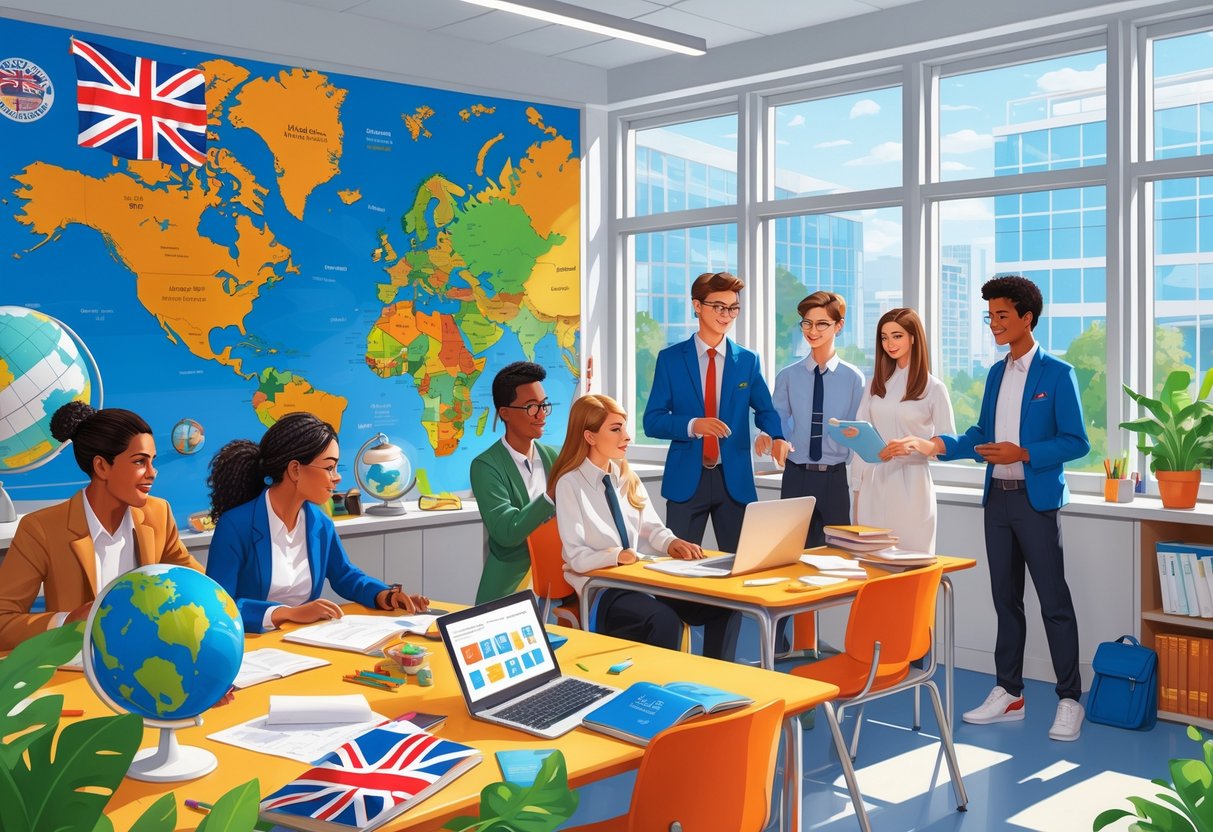 British School Resources Overseas: Guide to BSO Accreditation & Support British School Resources LearningMole A classroom with students and a teacher using British school learning materials in an international setting.