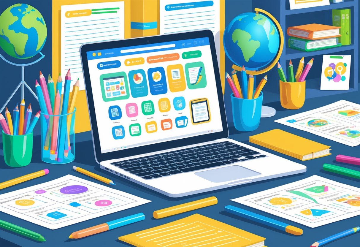 Teachers Pay Teachers Alternatives: Top Sites, Features & Tips Teachers Pay Teachers LearningMole A modern workspace with a laptop, tablet, worksheets, and stationery arranged on a desk, suggesting educational resources for teachers and students.