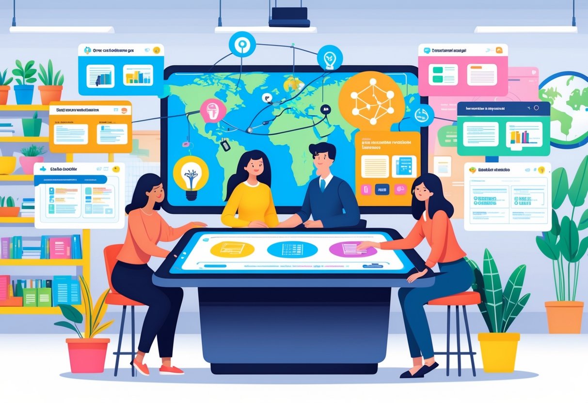 Teachers Pay Teachers Alternatives: Top Sites, Features & Tips Teachers Pay Teachers LearningMole A group of educators working together around a digital table with floating educational resources in a bright classroom setting.