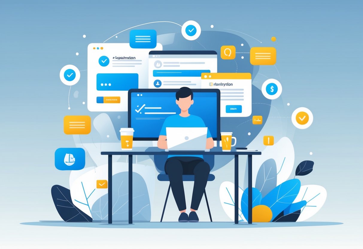 TES Resources Alternatives: Best Education Sites & Tools Compared tes resources LearningMole A person working at a desk using a laptop surrounded by icons representing paid and subscription-based digital resources.