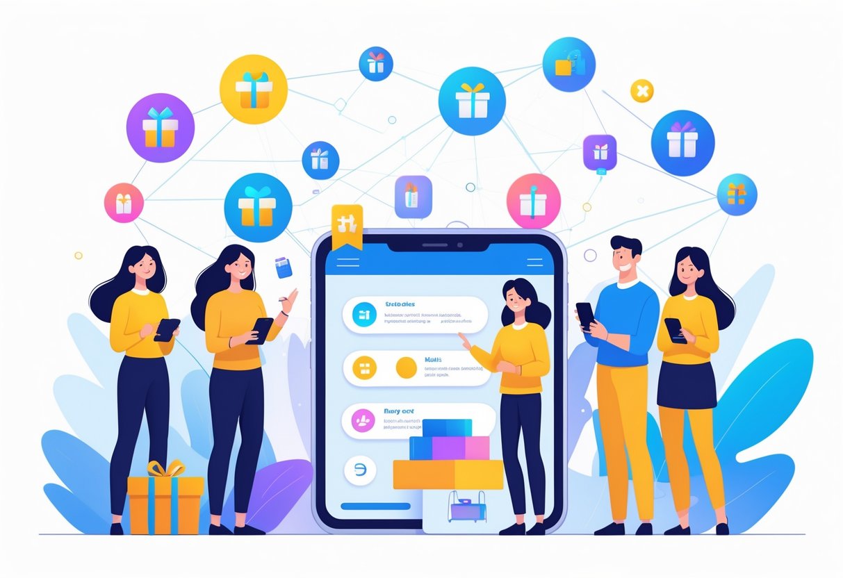 TES Resources Alternatives: Best Education Sites & Tools Compared tes resources LearningMole A group of diverse customers using digital devices surrounded by icons of rewards, discounts, and loyalty cards.