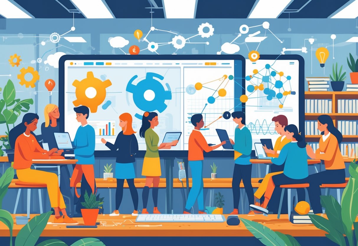 OECD Education Resources: Comprehensive Guide for Schools & Policymakers OECD LearningMole A group of students and teachers working together in a bright classroom using digital devices and holographic displays representing skills development and innovation.