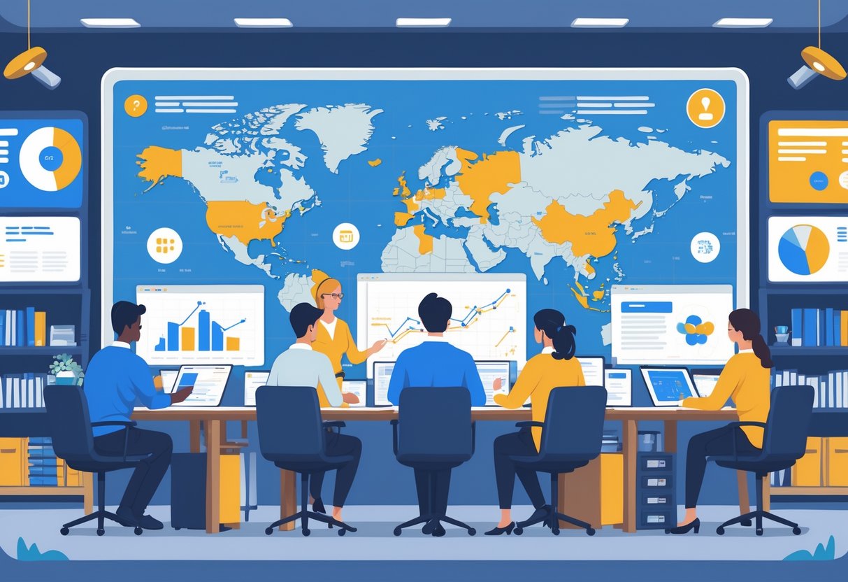 OECD Education Resources: Comprehensive Guide for Schools & Policymakers OECD LearningMole A group of diverse professionals working together in a modern newsroom with digital screens showing global education data and charts.