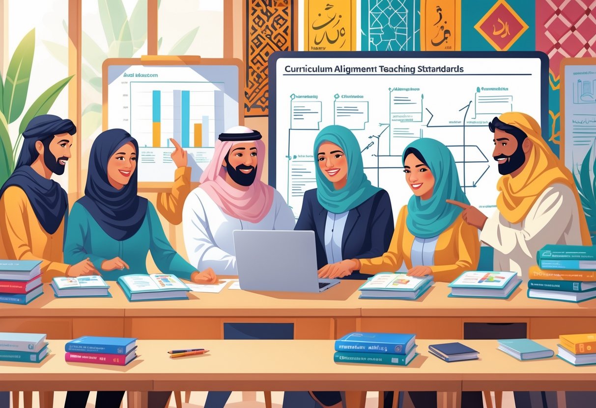 Middle Eastern Teaching Resources: Comprehensive Guide for UK Educators Middle Eastern LearningMole A group of Middle Eastern educators working together around a table with teaching materials in a classroom setting.