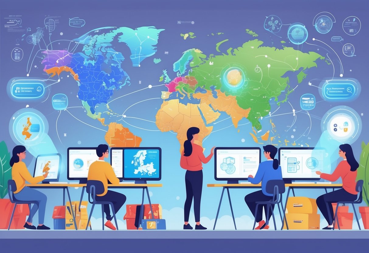 European Teaching Resources: Essential Classroom Tools & Guidance european teaching LearningMole A modern classroom with diverse students and teachers using advanced digital tools and holographic displays showing European maps and educational content.