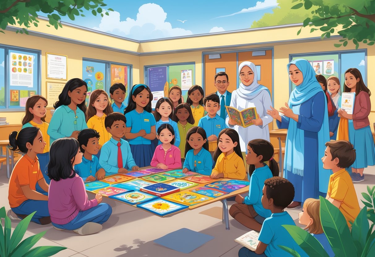 Religious Education Resources: Tools and Strategies for Effective Teaching LearningMole Children and adults from diverse backgrounds engaging in a school visit focused on religious education and community activities, interacting with educational materials and each other in a welcoming setting.