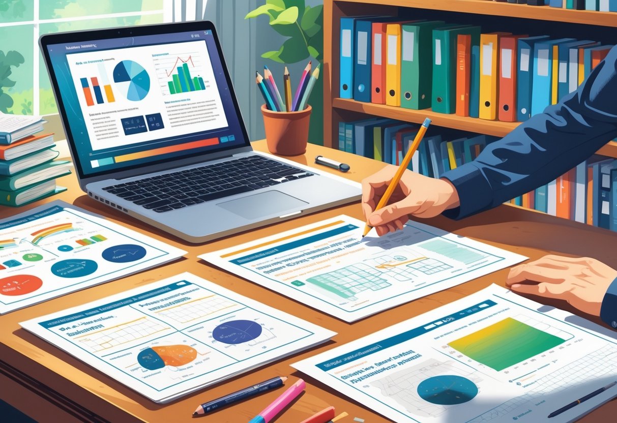 Downloadable Worksheets: Free Printable Learning Resources LearningMole A tidy study desk with a laptop, printable worksheets, and a student’s hand holding a pencil ready to write.