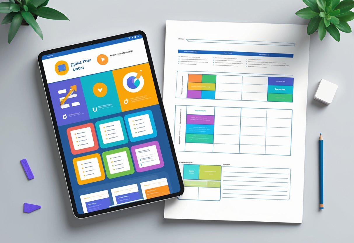 Worksheet Templates: Creative Ideas & Design Tips for Any Purpose LearningMole A side-by-side comparison of a digital worksheet on a tablet and a printed worksheet on paper on a desk with a pencil.