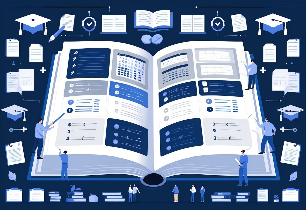 Marking Schemes: Essential Guide to Understanding and Using Them LearningMole An illustration showing different examiners reviewing marking schemes from various examination boards, with documents and grading symbols arranged in a clear and organised manner.