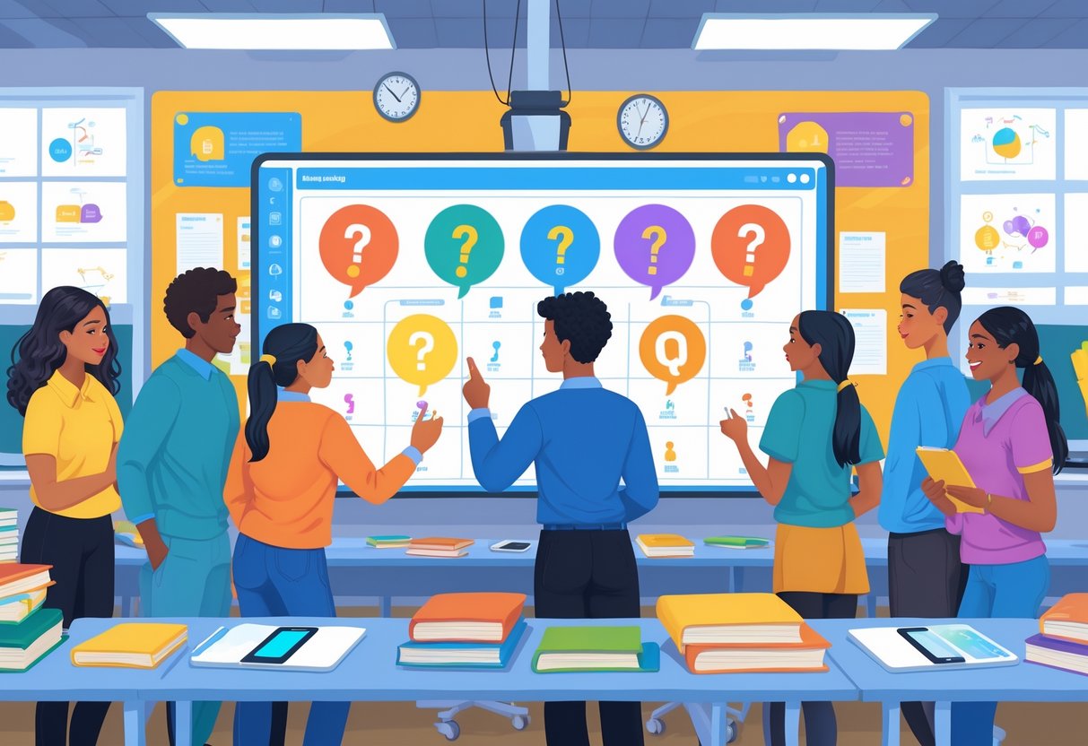 Interactive Teaching Resources: Best Methods, Tools & Classroom Ideas LearningMole A teacher and a group of students interacting with a large digital touchscreen in a bright classroom, engaging in a collaborative learning activity.