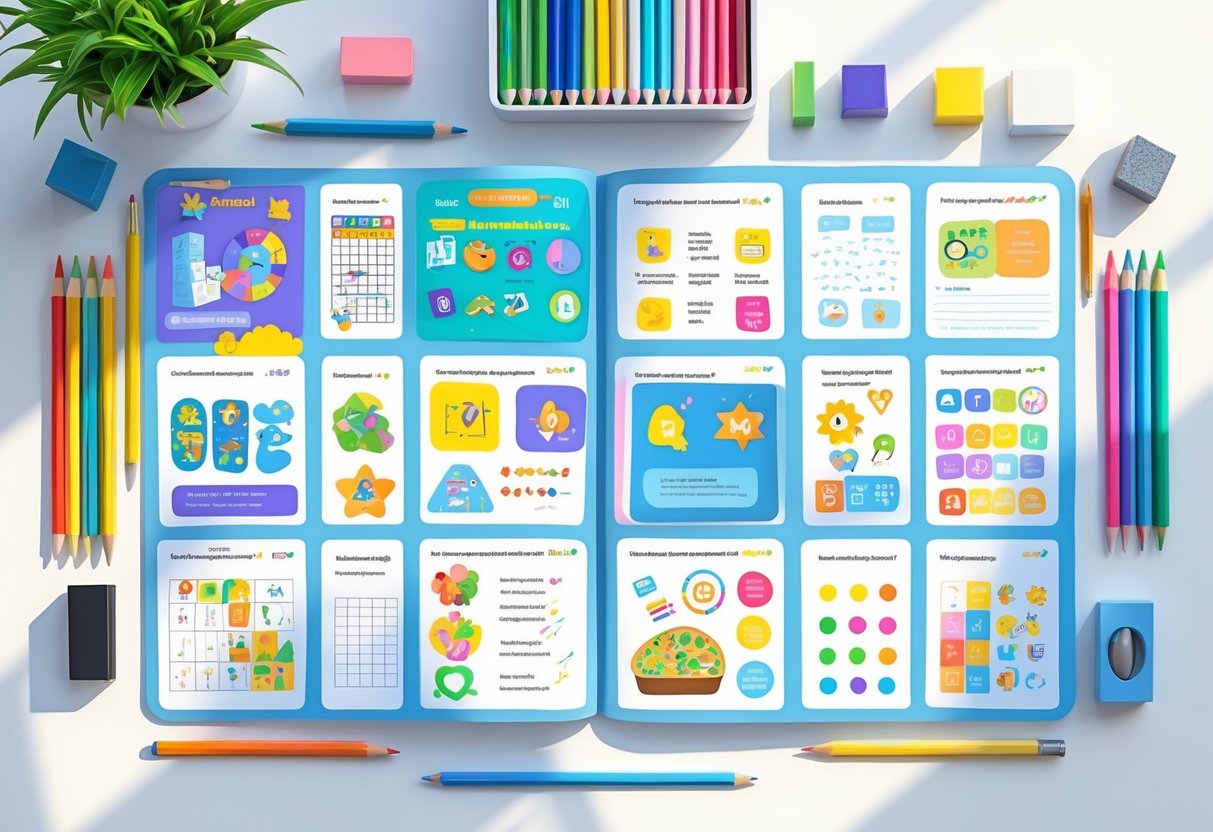 Homework Sheets: The Ultimate Guide to Effective Learning Tools Homework LearningMole A desk with colourful homework sheets and stationery arranged neatly for creative learning activities.