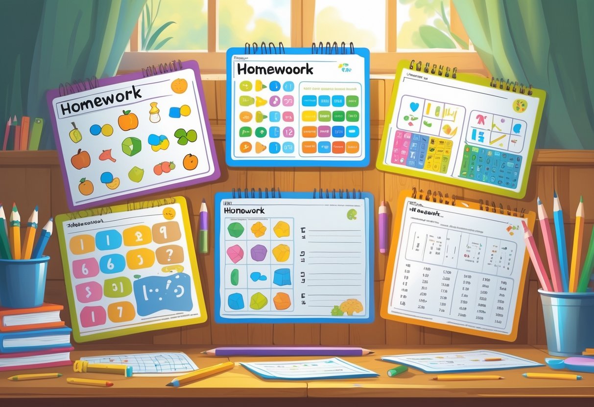 Homework Sheets: The Ultimate Guide to Effective Learning Tools Homework LearningMole A desk with several homework sheets for different age groups, surrounded by pencils, markers, and other school supplies.