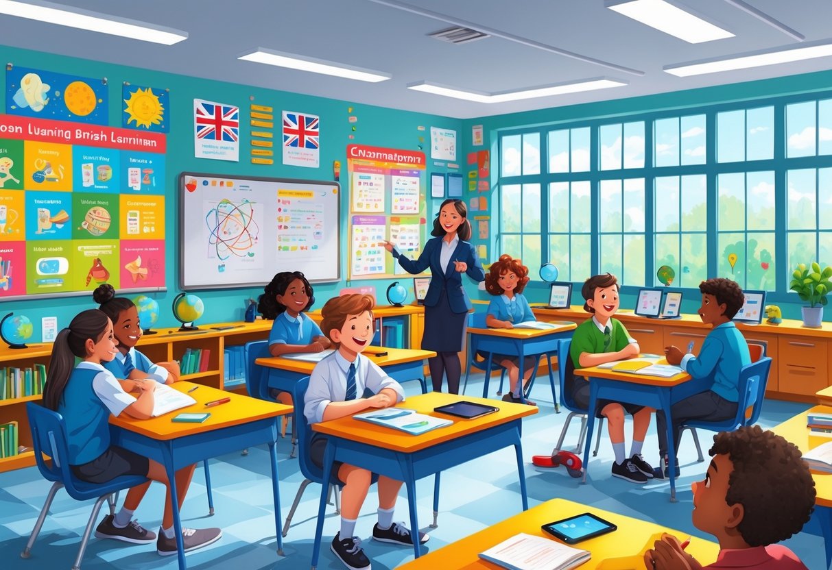 British Curriculum Resources: Comprehensive Guide for Teachers & Schools LearningMole A classroom with students and a teacher engaged in learning activities, surrounded by educational materials and colourful displays.