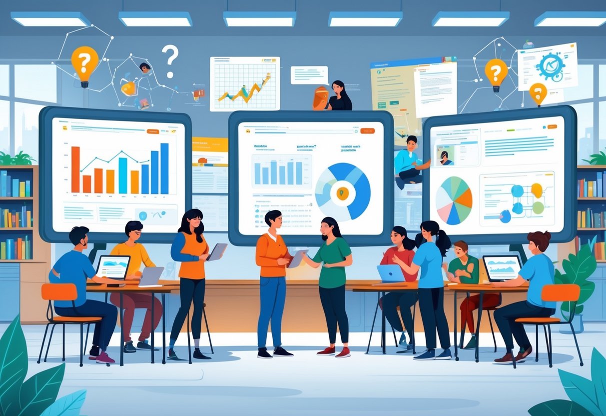 Inquiry Based Learning Resources: Essential Tools & Strategies LearningMole A classroom where students and teachers use tablets and interactive screens to explore educational content together.