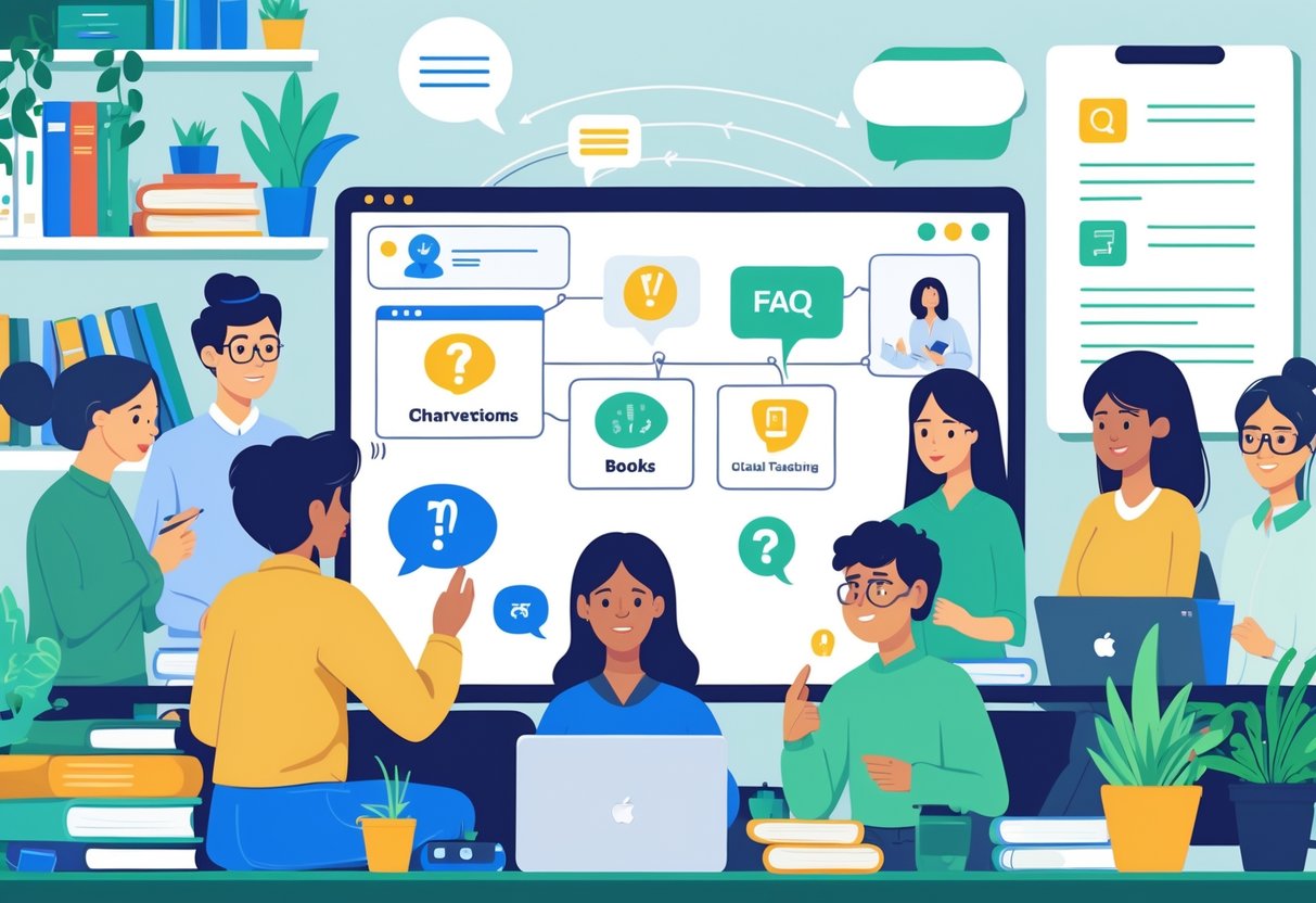 Remote Teaching Resources: Essential Tools & Strategies for Success LearningMole A group of people using laptops and tablets at home, connected by digital lines to a virtual screen showing icons for teaching resources and questions.