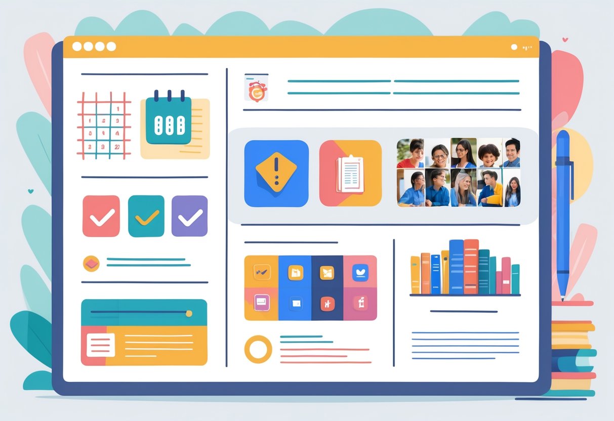 School Newsletter Templates: Creative Designs & Tips for UK Schools LearningMole A clean and organised school newsletter layout with icons representing a calendar, announcements, student activities, upcoming events, and educational updates.