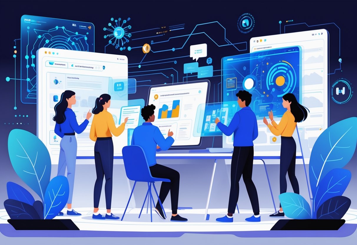 AI Student Portfolio Tools: Best Options for 2025 Success LearningMole Students using advanced digital tools to create and organise their AI-powered portfolios in a high-tech learning environment.
