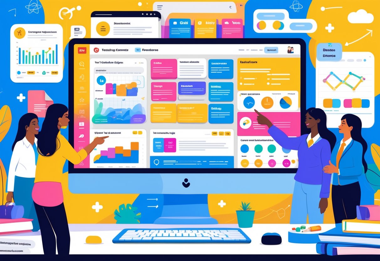 Pinterest Teaching Resources: Top Strategies and Boards for Educators LearningMole A group of educators collaborating around a computer showing colourful teaching resource boards and digital tools in a bright, modern workspace.