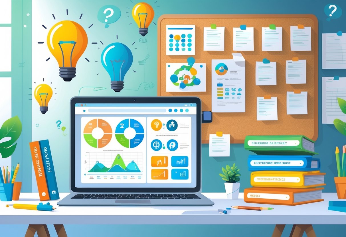 Pinterest Teaching Resources: Top Strategies and Boards for Educators LearningMole A tidy workspace with a laptop, books, folders, and pinned notes representing teaching resources and frequently asked questions.